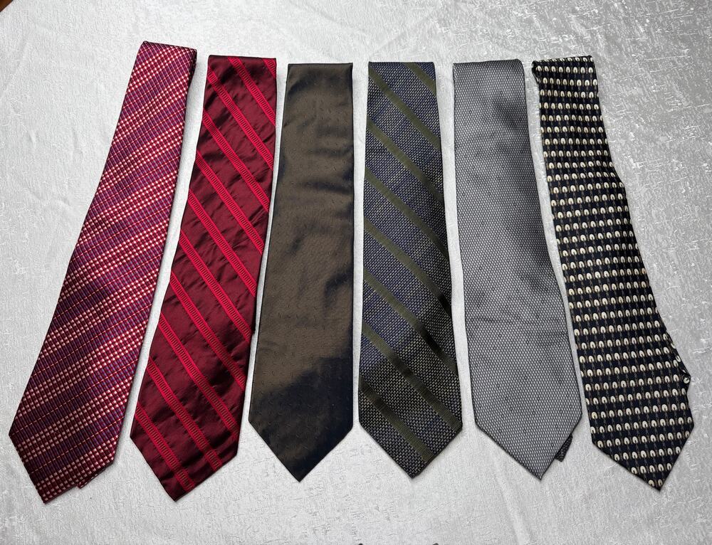 Lot of 6  Vintage Silk Ties | 4" Wide Donna Karan Made in US | Bloomingdale's